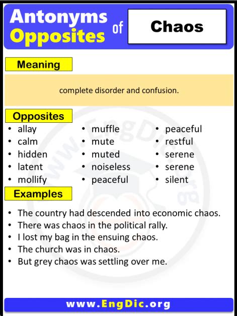 antonyms of chaotic|opposite of chaos meaning.